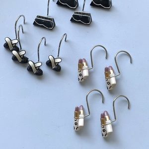 Set /12 Glam Shower curtain hooks 💄 👛
